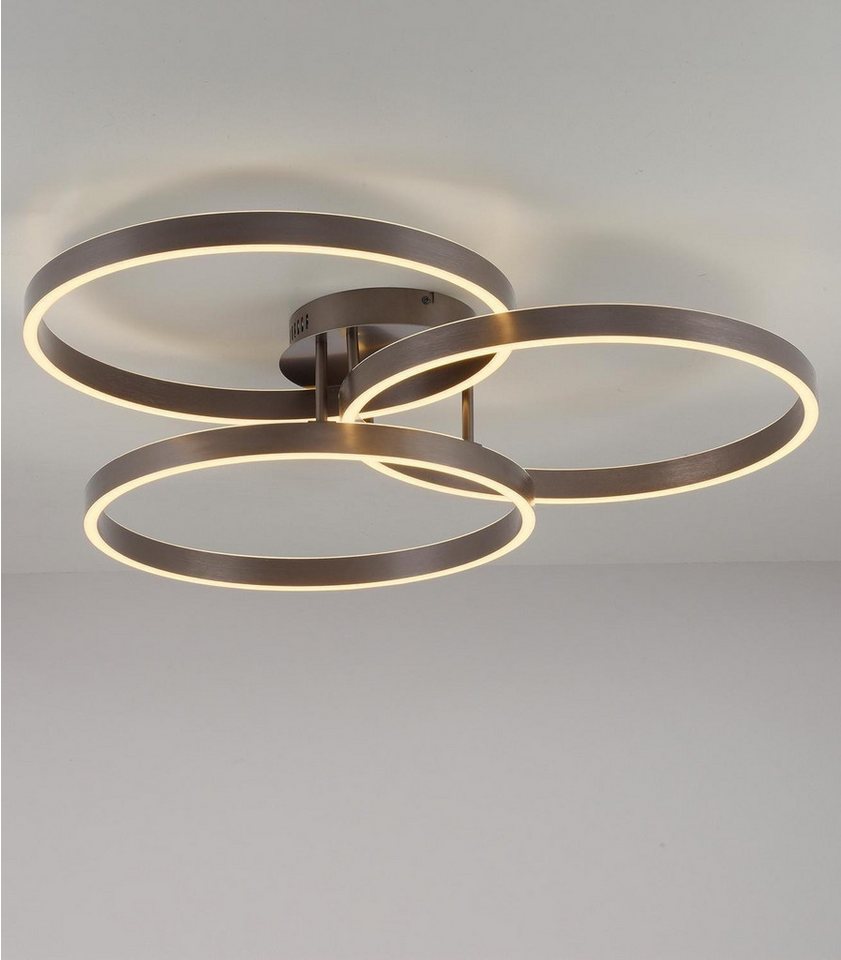 Paul Neuhaus LED Deckenleuchte VELUNA, Braun, Metall, Dimmfunktion, LED fest integriert, Tageslichtweiß, mit Fernbedienung, Memoryfunktion, B 71,1 x H 15,1 x T 75 cm Bild 4