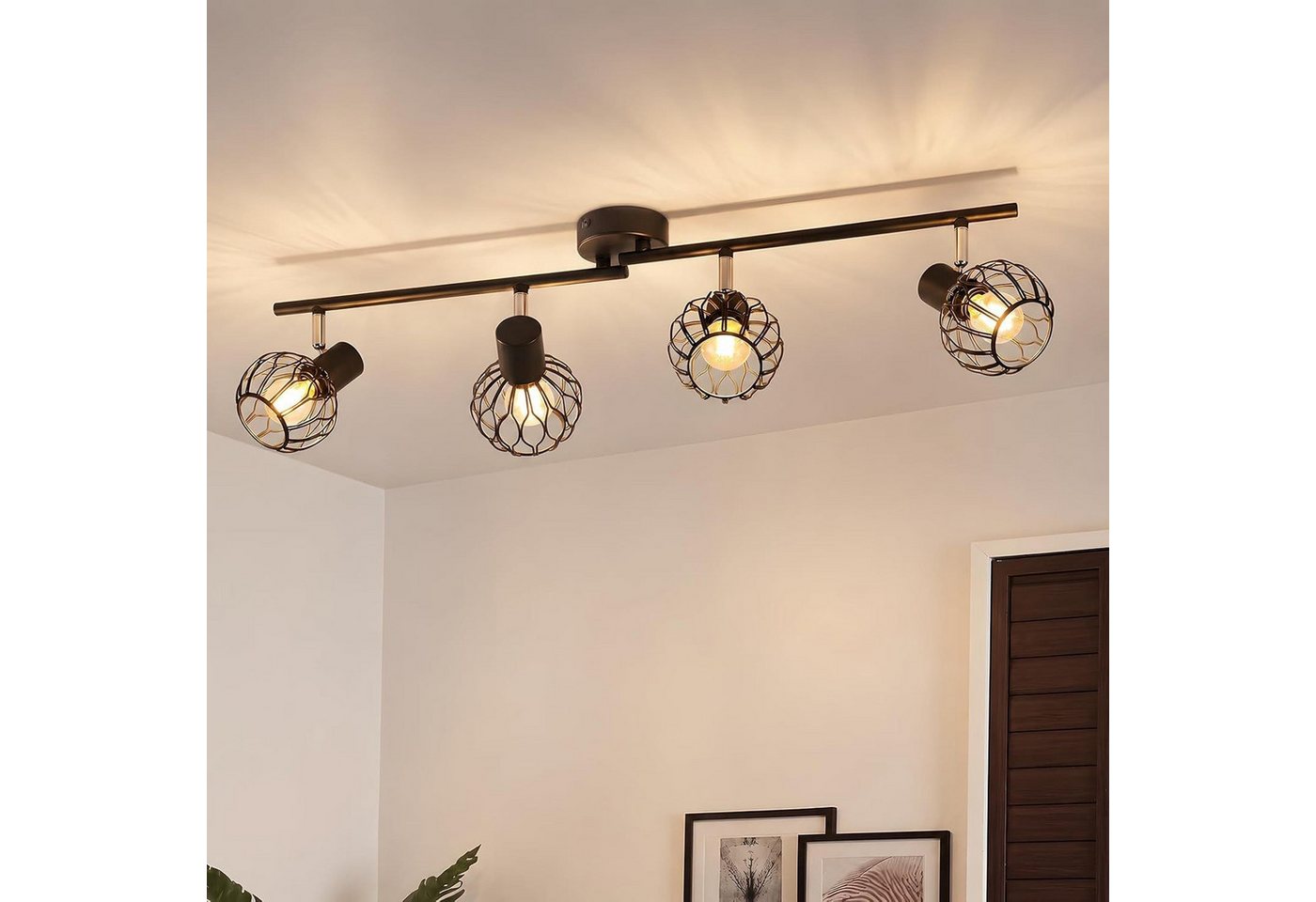 ZMH Deckenstrahler 4 Flammig Deckenlampe E14 Metall 350° Schwenkbar Wohnzimmer, ohne Leuchtmittel, Deckenstrahler, 4-flammig, Metall, E14, 350° schwenkbar, 90° neigbarA Bild 5