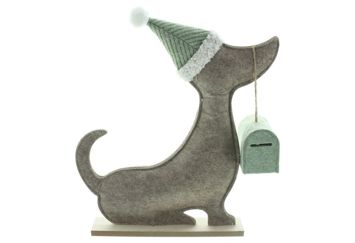 Home-trends24.de LED Dekofigur LED Deko Figur Dackel mit Postbox Filz MDF Sockel Weihnachten 2tlg. Bild 4