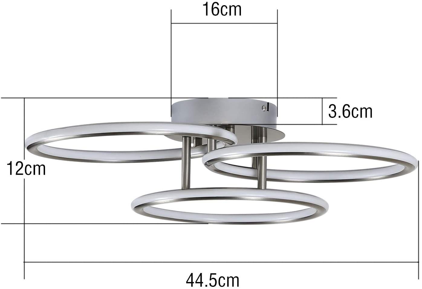 ZMH LED Deckenleuchte Wohnzimmer 3 Ringe Design 41W Deckenlampe 3000K Bürolampe Hotel, warmweiß, LED fest integriert, Warmweiß