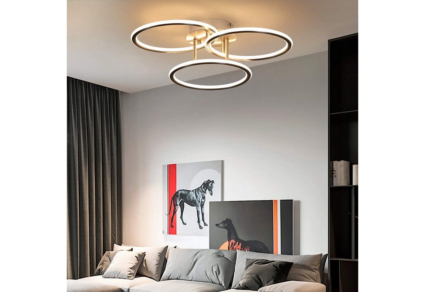 ZMH LED Deckenleuchte Wohnzimmer 3 Ringe Design 41W Deckenlampe 3000K Bürolampe Hotel, warmweiß, LED fest integriert, Warmweiß Bild 4
