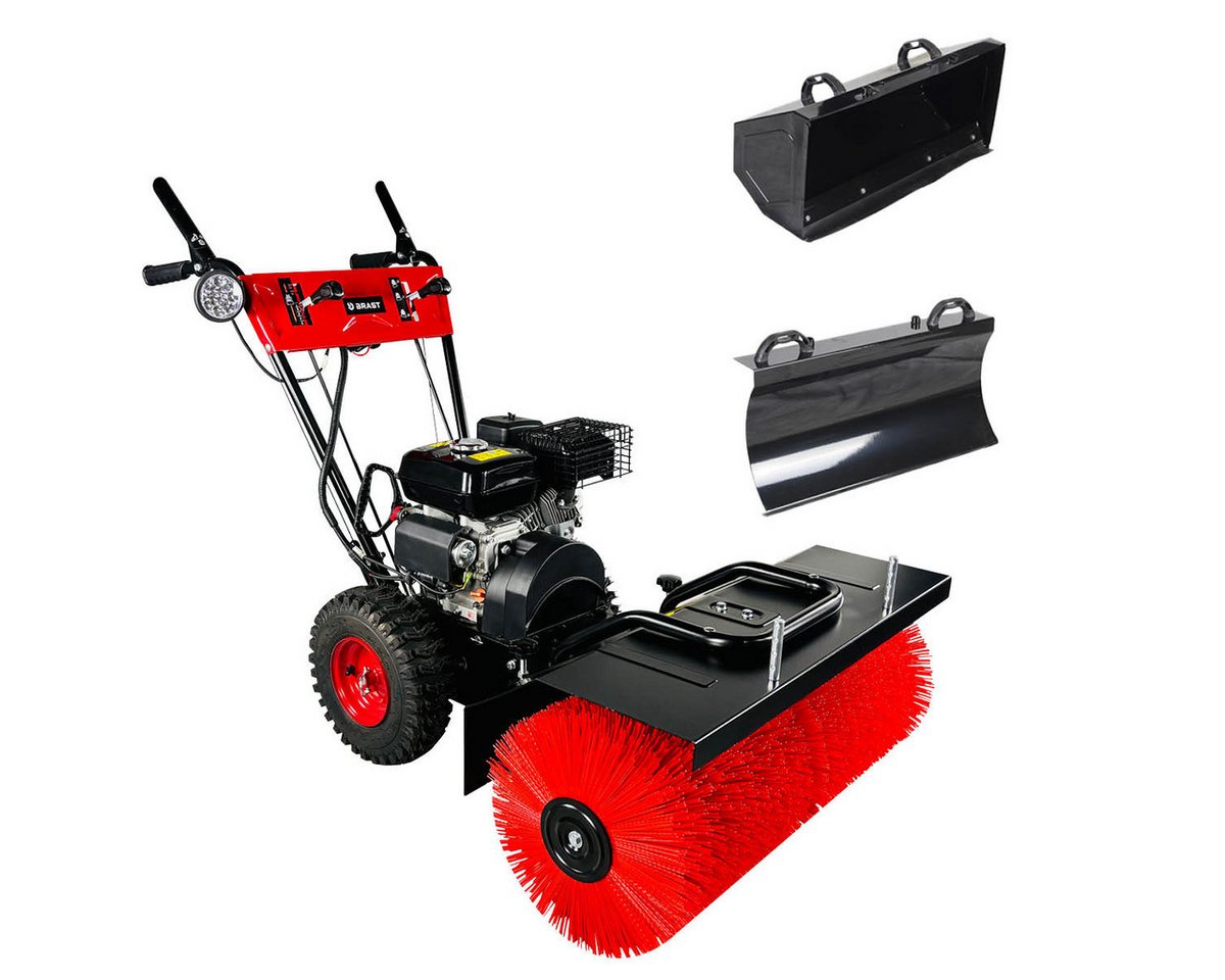 BRAST Benzin-Kehrmaschine 4-Takt Markenmotor, wechselbare Aufsätze, 5 Modelle, (inkl. Kehrbürste Laubsammler Schneeschieber), 3in1 Funktion Bild 3