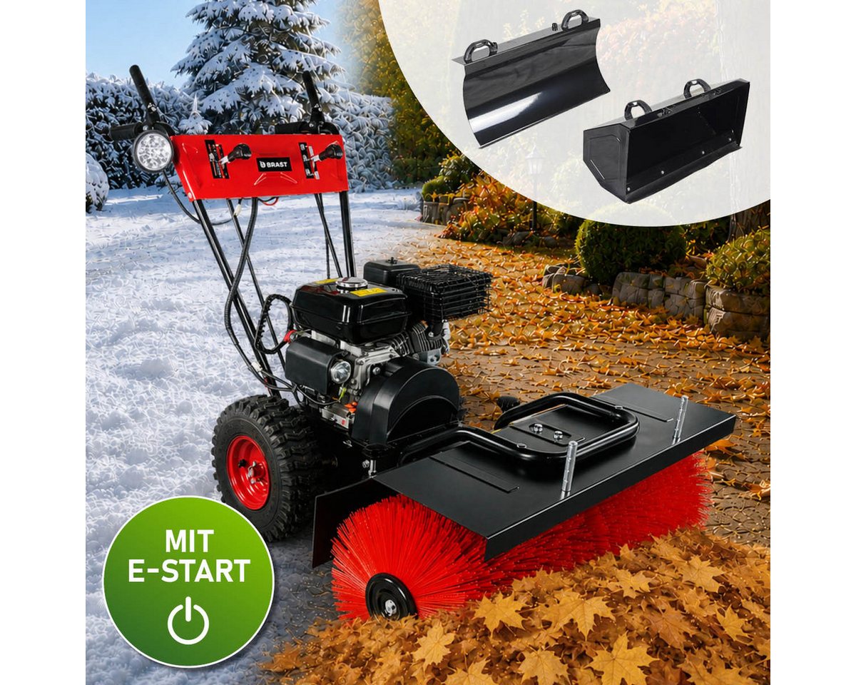 BRAST Benzin-Kehrmaschine 4-Takt Markenmotor, wechselbare Aufsätze, 5 Modelle, (inkl. Kehrbürste Laubsammler Schneeschieber), 3in1 Funktion Bild 5