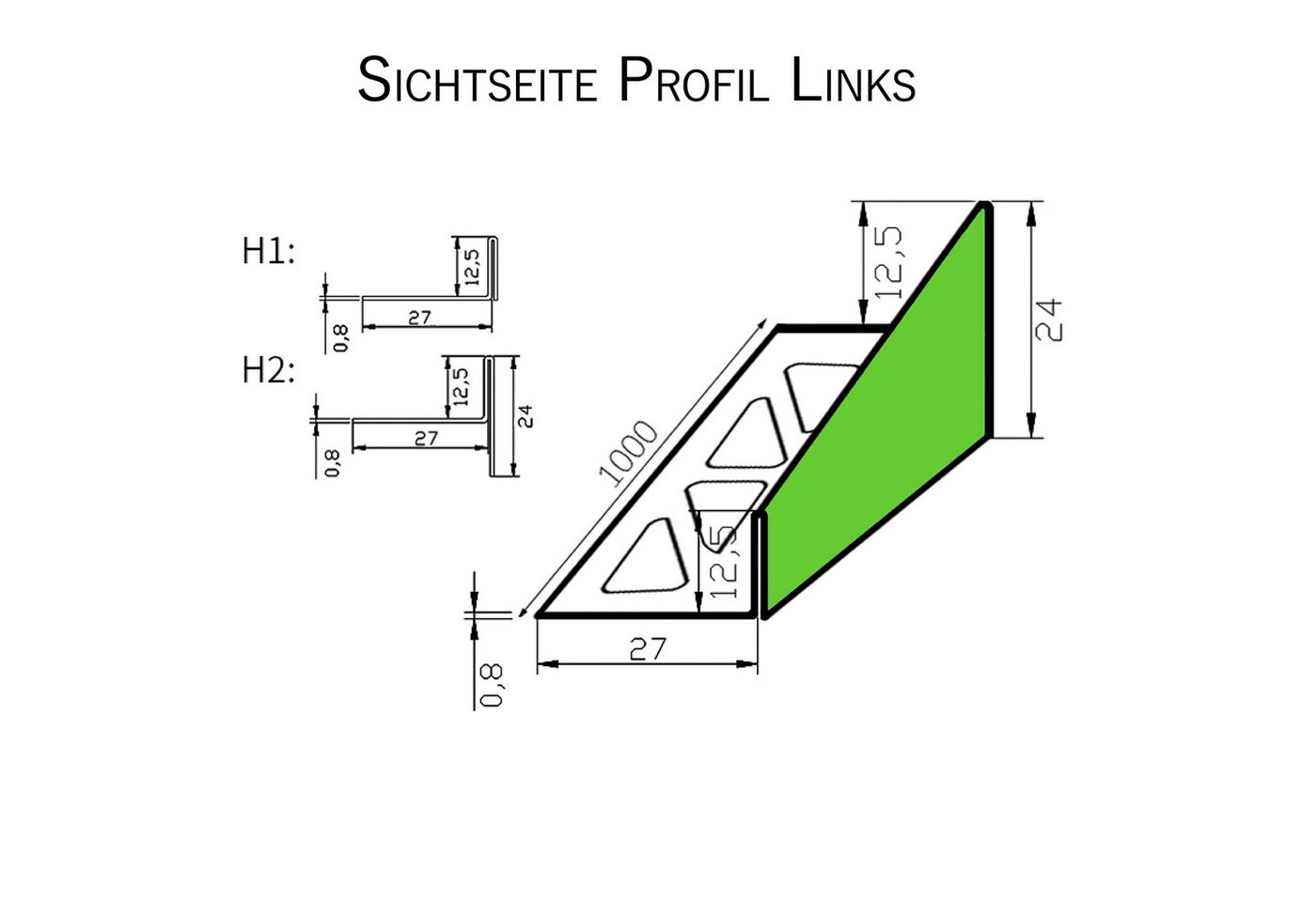 tktrading24 Abschlussprofil Edelstahl Keilprofil gebürstet 12mm Gefälleprofil für begehbare Dusche Bild 4