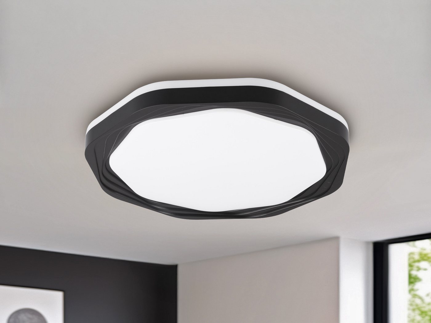 Reality Leuchten LED Deckenleuchte flach groß rund minimalistisch Ø 52,5cm, Dimmbar, LED fest integriert, Warmweiß, LED stufenweise dimmbar über Schalter