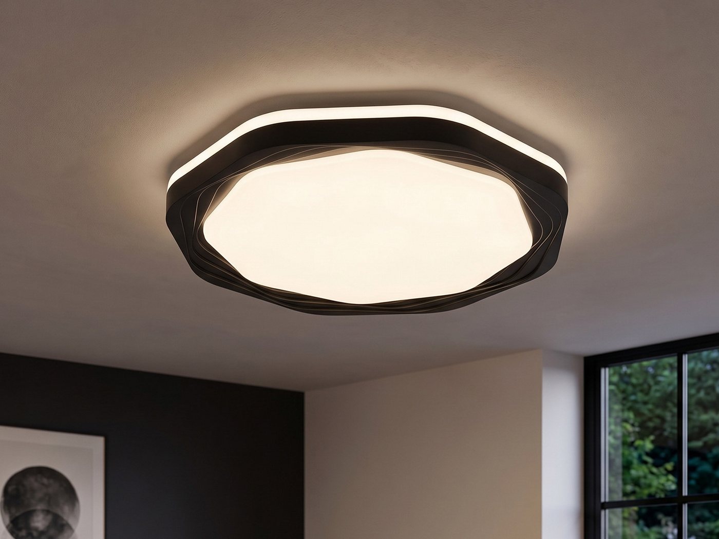 Reality Leuchten LED Deckenleuchte flach groß rund minimalistisch Ø 52,5cm, Dimmbar, LED fest integriert, Warmweiß, LED stufenweise dimmbar über Schalter Bild 3