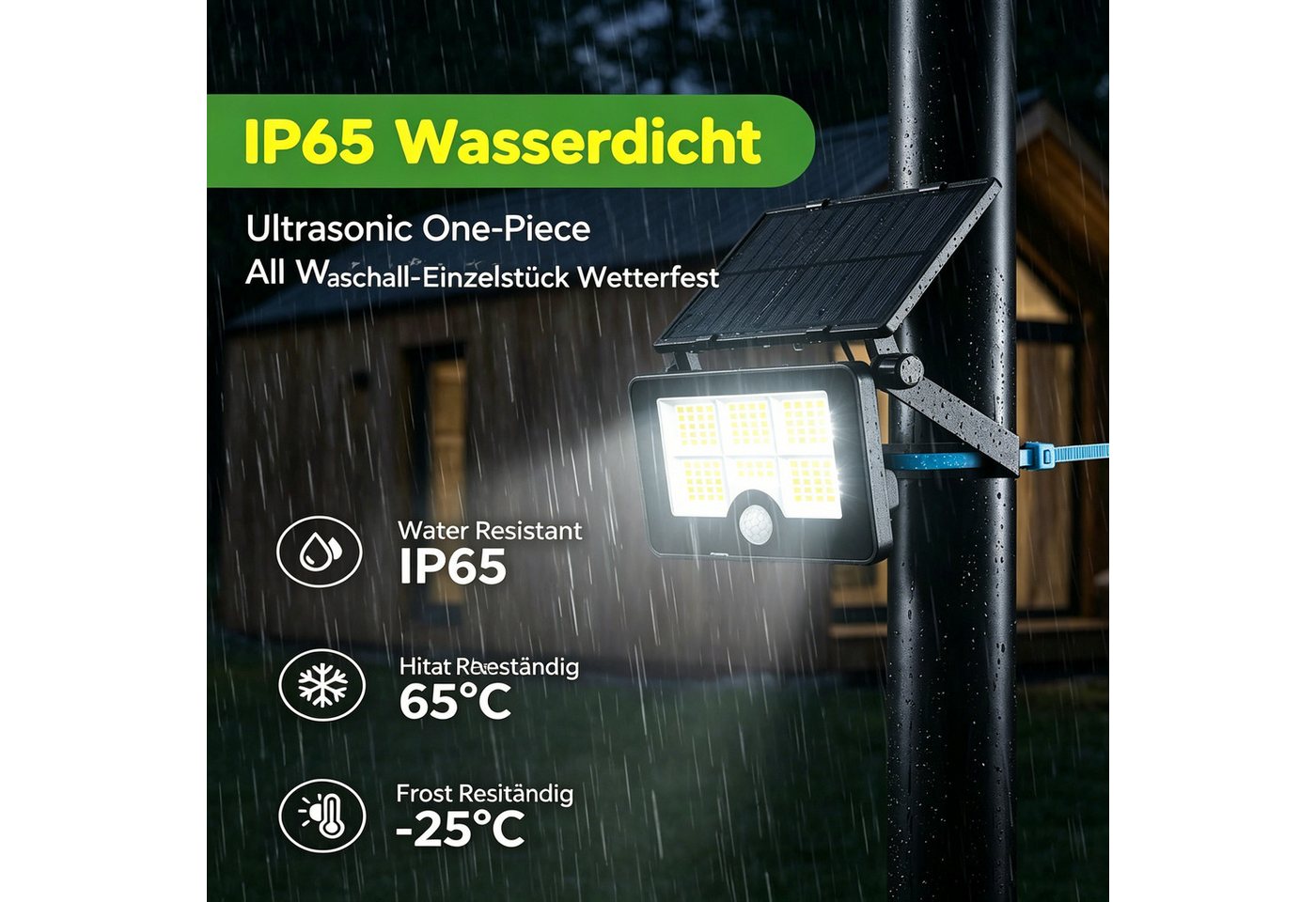 Toomoke LED Solarleuchte Solarlampen für Außen mit Bewegungsmelder, 232 LED Solar Strahler, LED fest integriert, Kaltweiß, Solar Wandleuchte für Garten Außenbereich 232 LED 4 Modi Strahler Bild 4