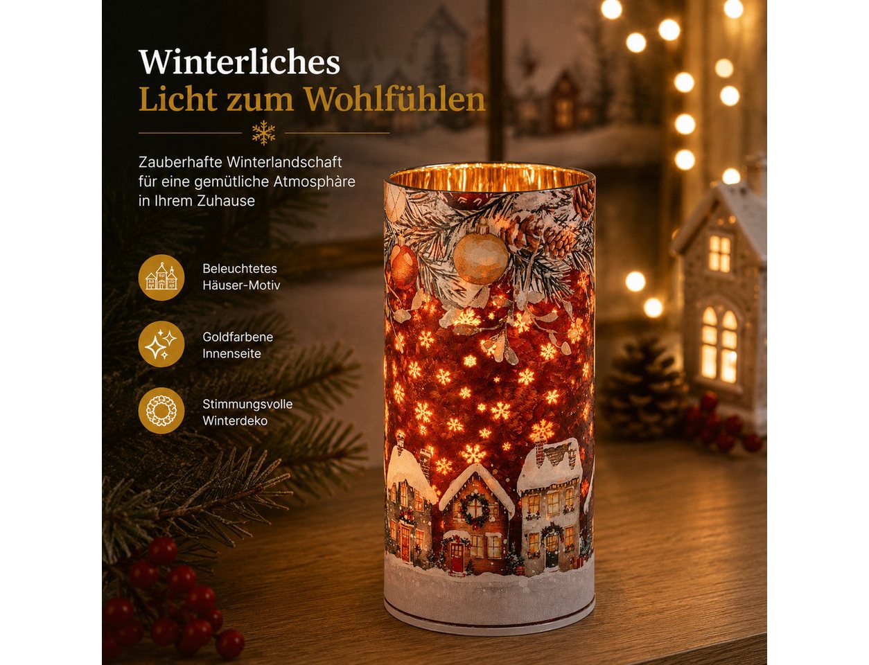 formano LED Dekolicht LED-Dekolicht 20 cm mit 360°-Drehfunktion und Timer 6h/18h Weihnachten, LED fest integriert