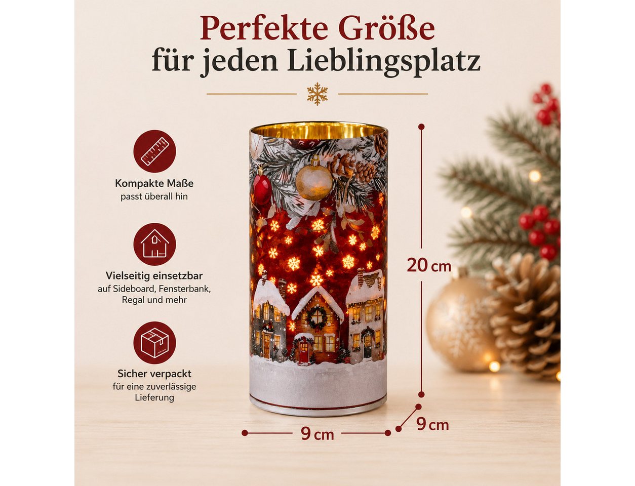 formano LED Dekolicht LED-Dekolicht 20 cm mit 360°-Drehfunktion und Timer 6h/18h Weihnachten, LED fest integriert Bild 2