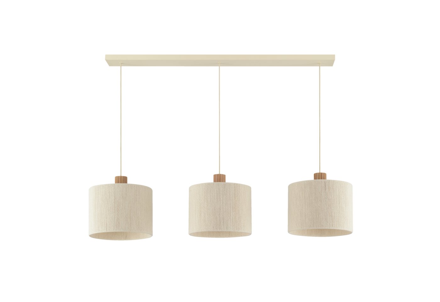 Lightbox Pendelleuchte, ohne Leuchtmittel, 3x E27 Fassung, 120 x 28 x 150 cm, kürzbar, Metall/Holz/Textil, beige Bild 4