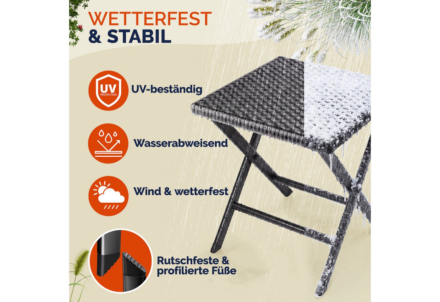 Casaria Klappstuhl, Polyrattan 2er Set 75kg Belastbarkeit 44x40x44cm Klappbar Leicht Bild 5