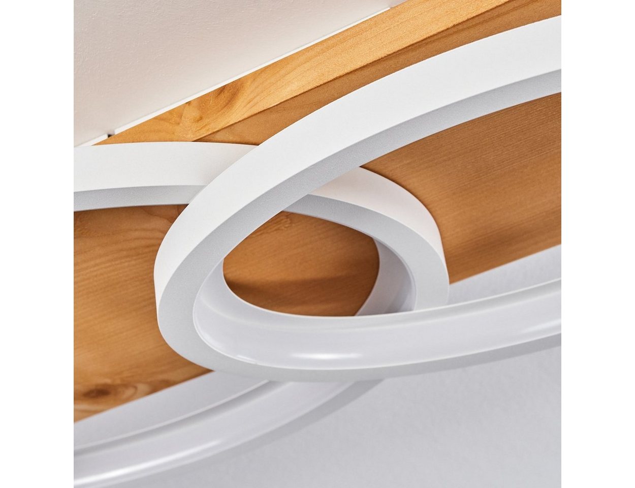 hofstein Deckenleuchte »Palermo« moderne Deckenlampe aus Metall/Holz/Kunststoff in Natur/Weiß, 3000 Kelvin, 97cm, dimmbar über Lichtschalter, 4700 Lumen, 1xLED 40 Watt Bild 5