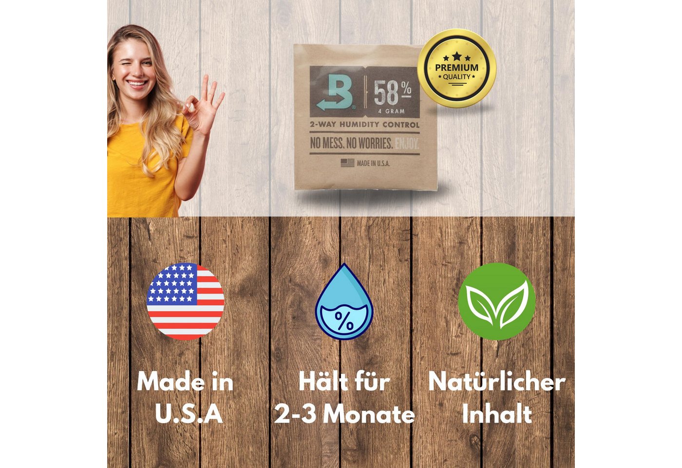 TronicXL Auto-Entfeuchter 4 Stück Größe 4 58% Boveda Pack für C Vault oder Glas Box Grow Grower