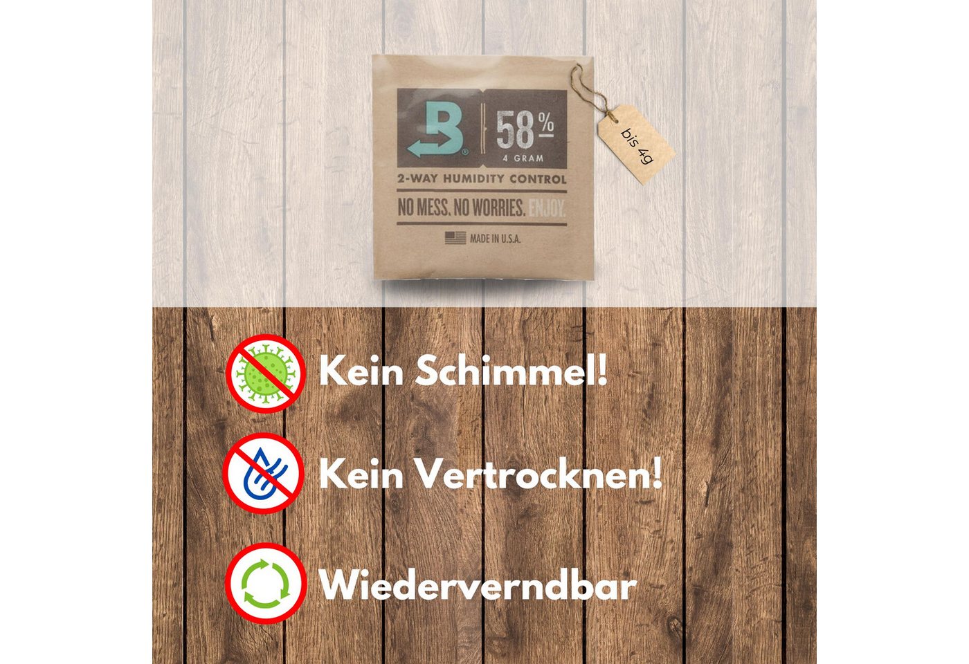 TronicXL Auto-Entfeuchter 4 Stück Größe 4 58% Boveda Pack für C Vault oder Glas Box Grow Grower Bild 4