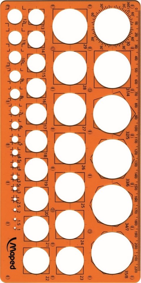 MAPED Zeichenschablone Kreisschablone 1-35mm orange