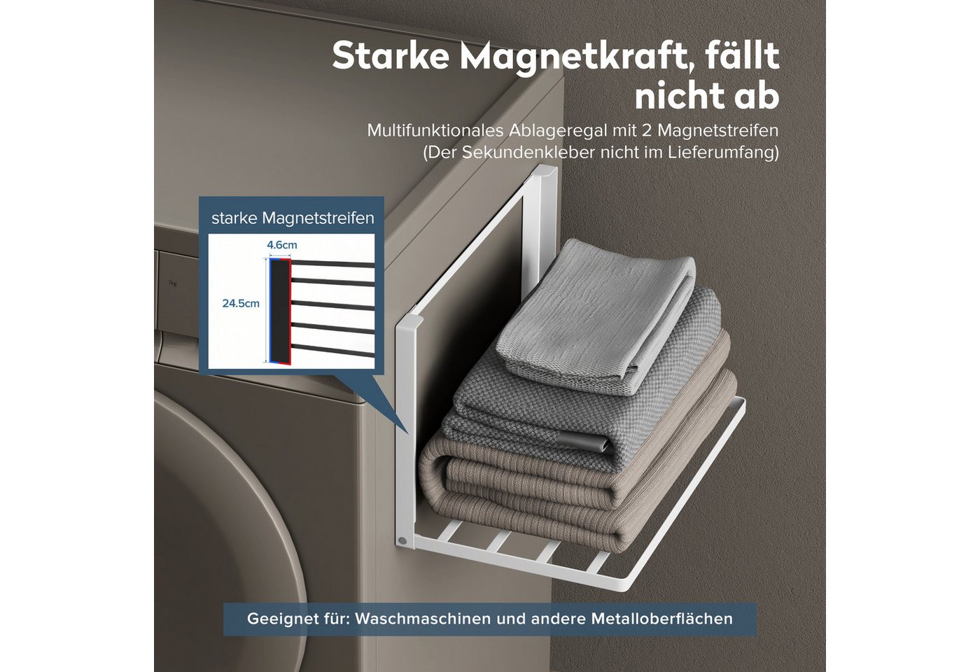 doporro Handtuchhalter Handtuchregal Magnetisch klappbar ohne Bohren aus Metall Folda-01, mit starken Magnet