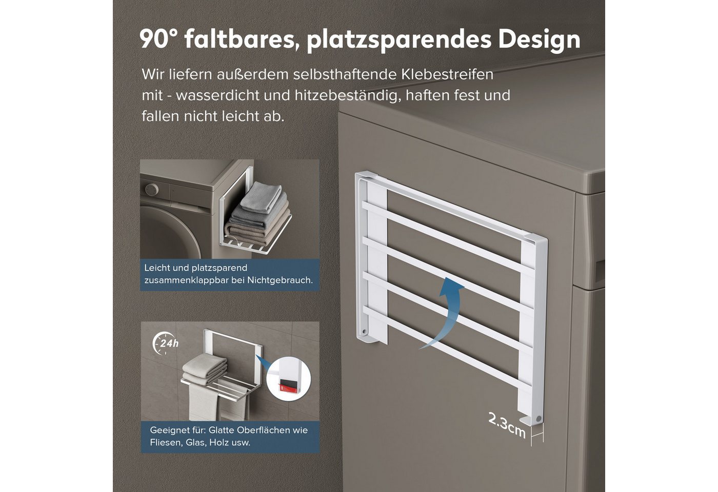 doporro Handtuchhalter Handtuchregal Magnetisch klappbar ohne Bohren aus Metall Folda-01, mit starken Magnet Bild 4