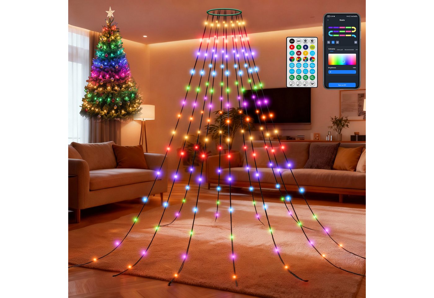 Aigostar LED-Baummantel RGBIC Smart Lichterkette mit Ring Bild 5