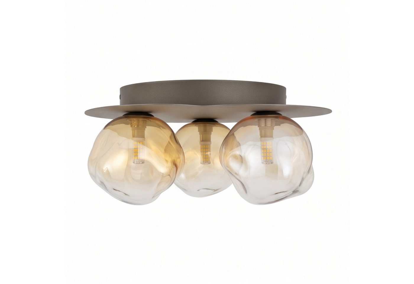 Licht-Erlebnisse Deckenleuchte UMERA, ohne Leuchtmittel, Metall Glas G9 Braun Cognac 3-flammig Modern