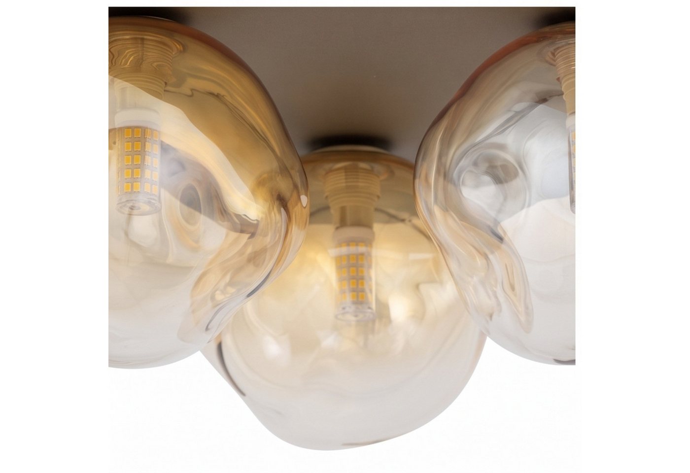 Licht-Erlebnisse Deckenleuchte UMERA, ohne Leuchtmittel, Metall Glas G9 Braun Cognac 3-flammig Modern Bild 3