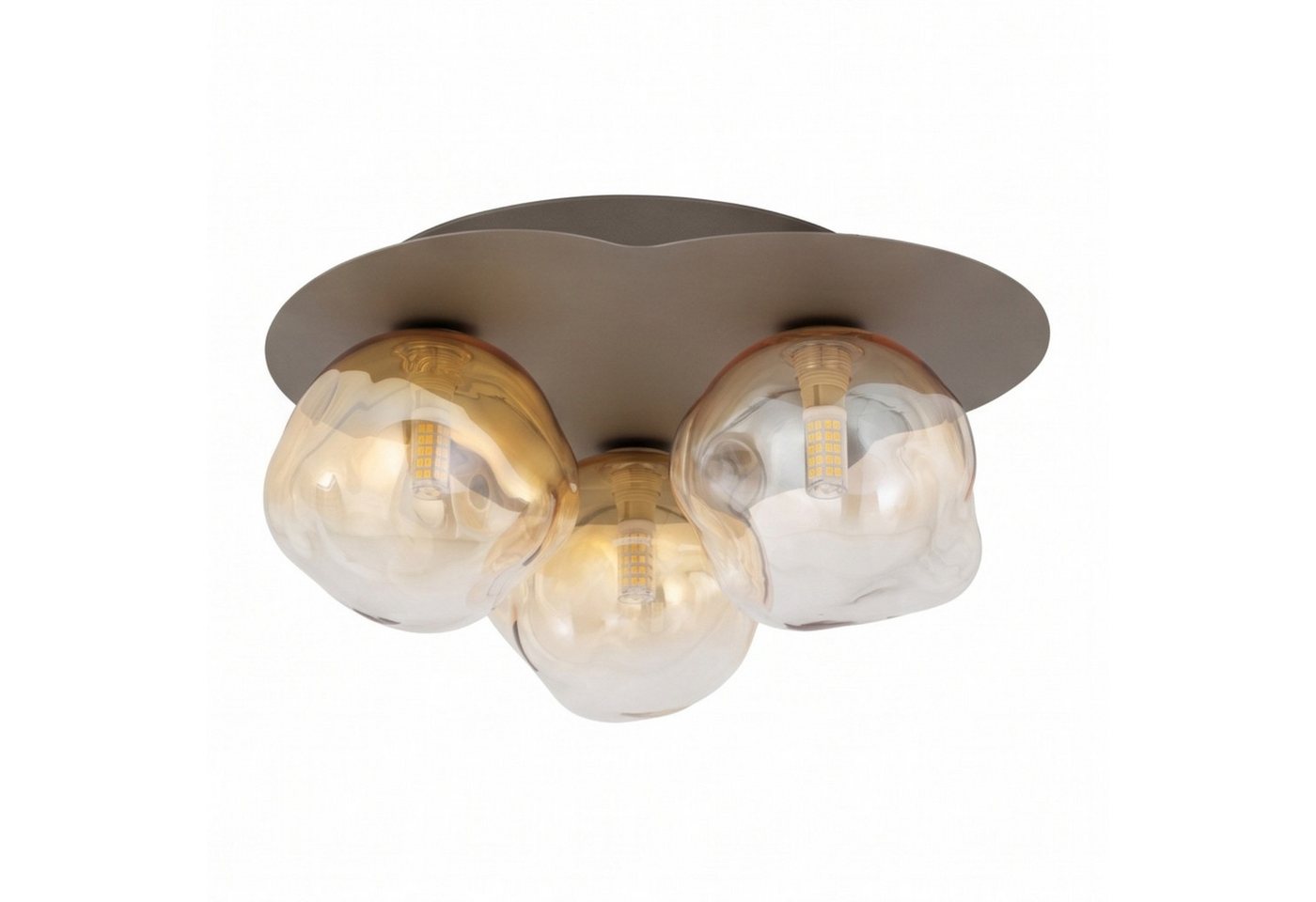 Licht-Erlebnisse Deckenleuchte UMERA, ohne Leuchtmittel, Metall Glas G9 Braun Cognac 3-flammig Modern Bild 5