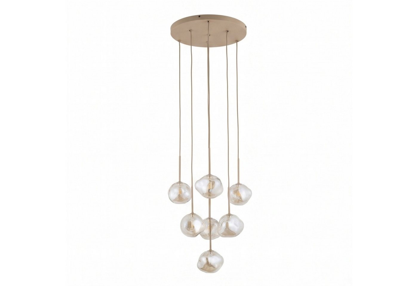 Licht-Erlebnisse Pendelleuchte UMERA, ohne Leuchtmittel, Metall Glas G9 B: 485 cm H: max. 150 cm Sandfarben Cognac Modern