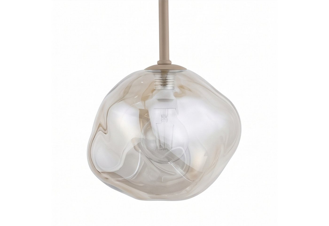 Licht-Erlebnisse Pendelleuchte UMERA, ohne Leuchtmittel, Metall Glas G9 B: 485 cm H: max. 150 cm Sandfarben Cognac Modern Bild 4