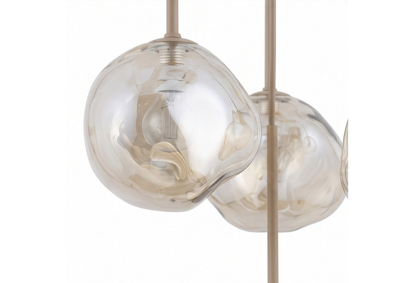 Licht-Erlebnisse Pendelleuchte UMERA, ohne Leuchtmittel, Metall Glas G9 B: 485 cm H: max. 150 cm Sandfarben Cognac Modern Bild 5