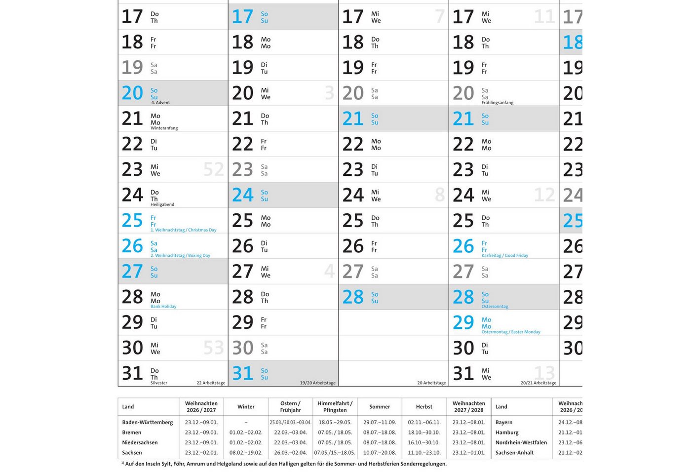 Anschütz Panoramakalender Panorama Wandplaner - Jahresplaner 2027 - 90 x 65 cm groß Bild 2