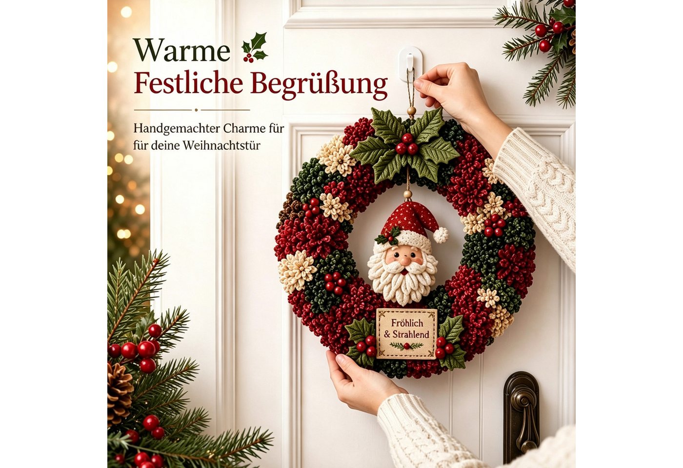 CLTYQ Kreativset 3D-Stoffkranz-DIY-Kreativset, Weihnachtskranz-Patchwork zum Aufhängen, Kreativset für die ganze Familie und Bastelfans Bild 4