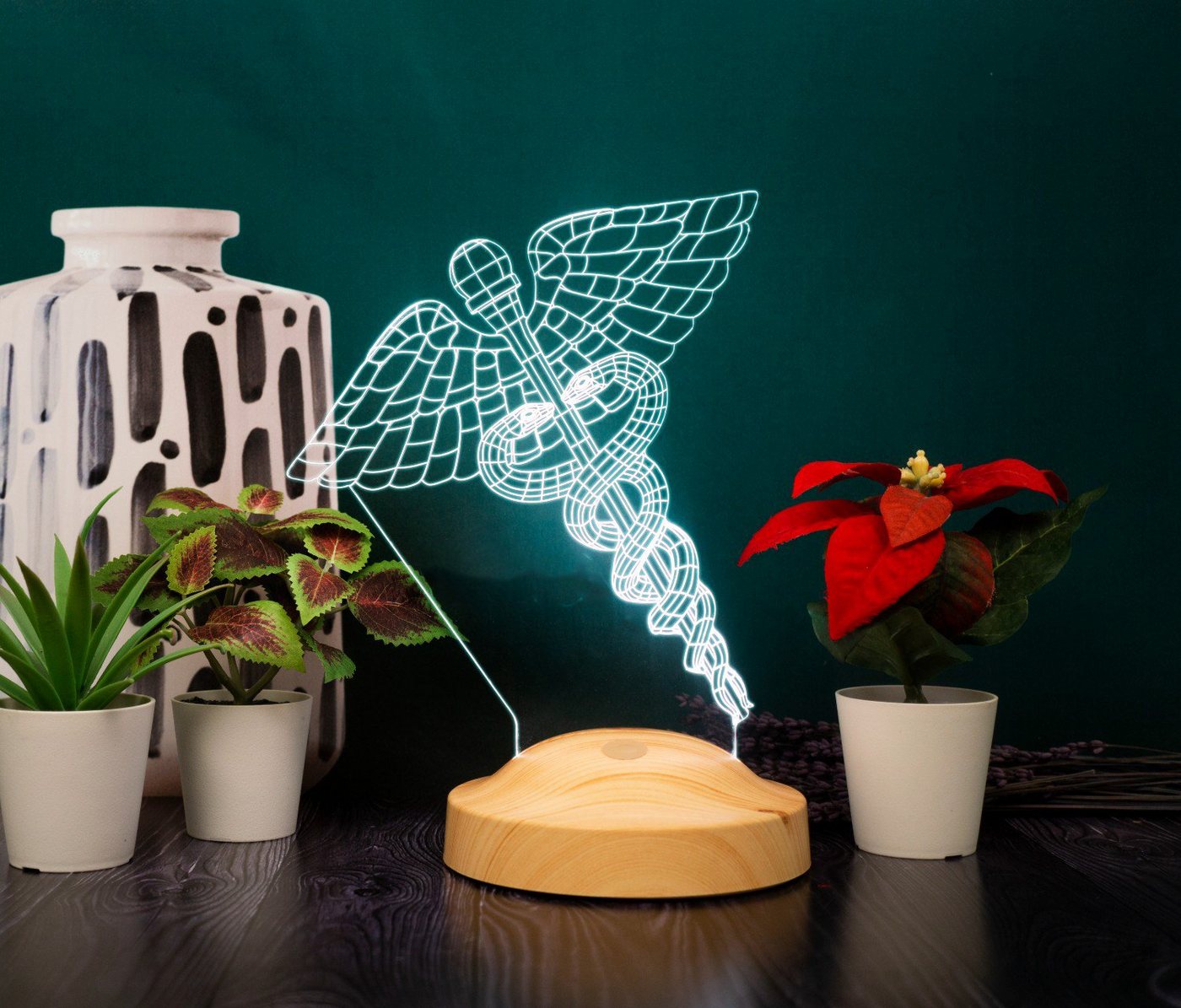 Geschenkelampe LED Nachttischlampe Medizin Symbol 3D Nachtlicht, Geschenk für Arzt Abschlussgeschenke, Leuchte 7 Farben fest integriert, Geschenk für Berufseinstieg, Krankenschwester Bild 2