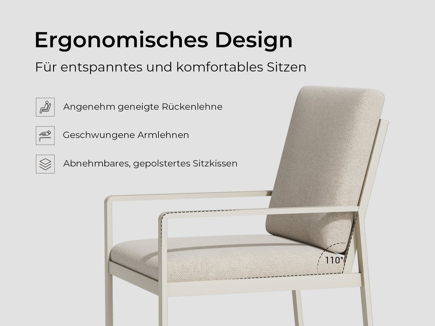 MeXo Gartenlounge-Set Alu Gartenmöbel-Sets Gartenstuhl, (6-tlg., 6 Esszimmerstühle, 60x 68x 85 cm, 12 Auflagen, bis zu 140 kg belastbar), wetterfest Gartengarnitur Set Bild 2