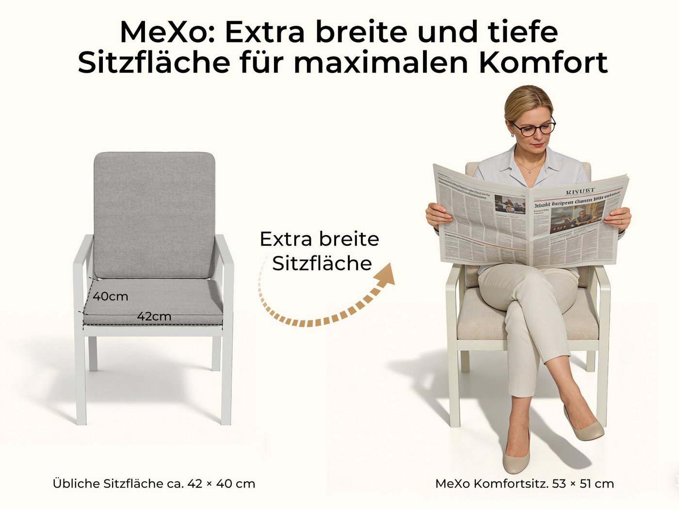 MeXo Gartenlounge-Set Alu Gartenmöbel-Sets Gartenstuhl, (6-tlg., 6 Esszimmerstühle, 60x 68x 85 cm, 12 Auflagen, bis zu 140 kg belastbar), wetterfest Gartengarnitur Set Bild 4
