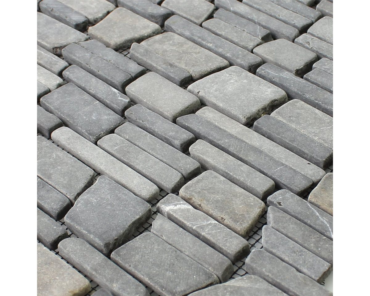 Mosafil Mosaikfliesen Mosaikfliesen Marmor Napola Bricks, Naturstein-Marmor 30.500x30.500, schwarz, Verlegefertig auf ein Netz geklebt - Frostsicher - Wasserfest -