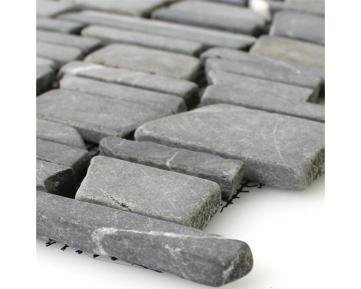 Mosafil Mosaikfliesen Mosaikfliesen Marmor Napola Bricks, Naturstein-Marmor 30.500x30.500, schwarz, Verlegefertig auf ein Netz geklebt - Frostsicher - Wasserfest - Bild 2