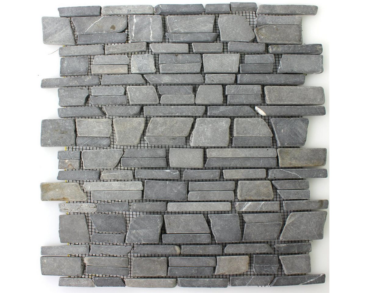 Mosafil Mosaikfliesen Mosaikfliesen Marmor Napola Bricks, Naturstein-Marmor 30.500x30.500, schwarz, Verlegefertig auf ein Netz geklebt - Frostsicher - Wasserfest - Bild 3