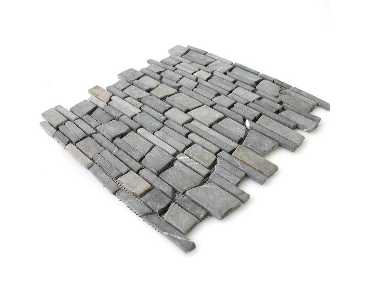 Mosafil Mosaikfliesen Mosaikfliesen Marmor Napola Bricks, Naturstein-Marmor 30.500x30.500, schwarz, Verlegefertig auf ein Netz geklebt - Frostsicher - Wasserfest - Bild 4