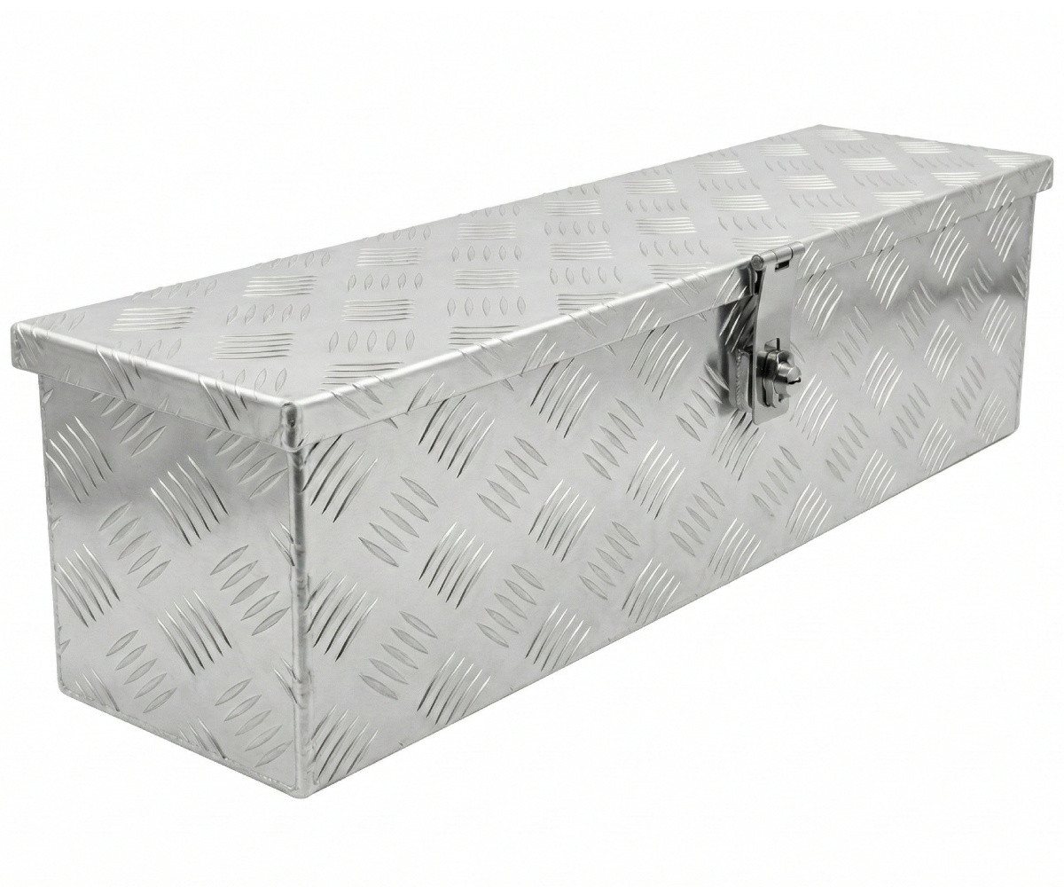 Systafex® Anhänger-Deichselbox Alu Riffelblech Deichselbox 78cm flach abschließbar mit Schloss, abgerundete Kanten