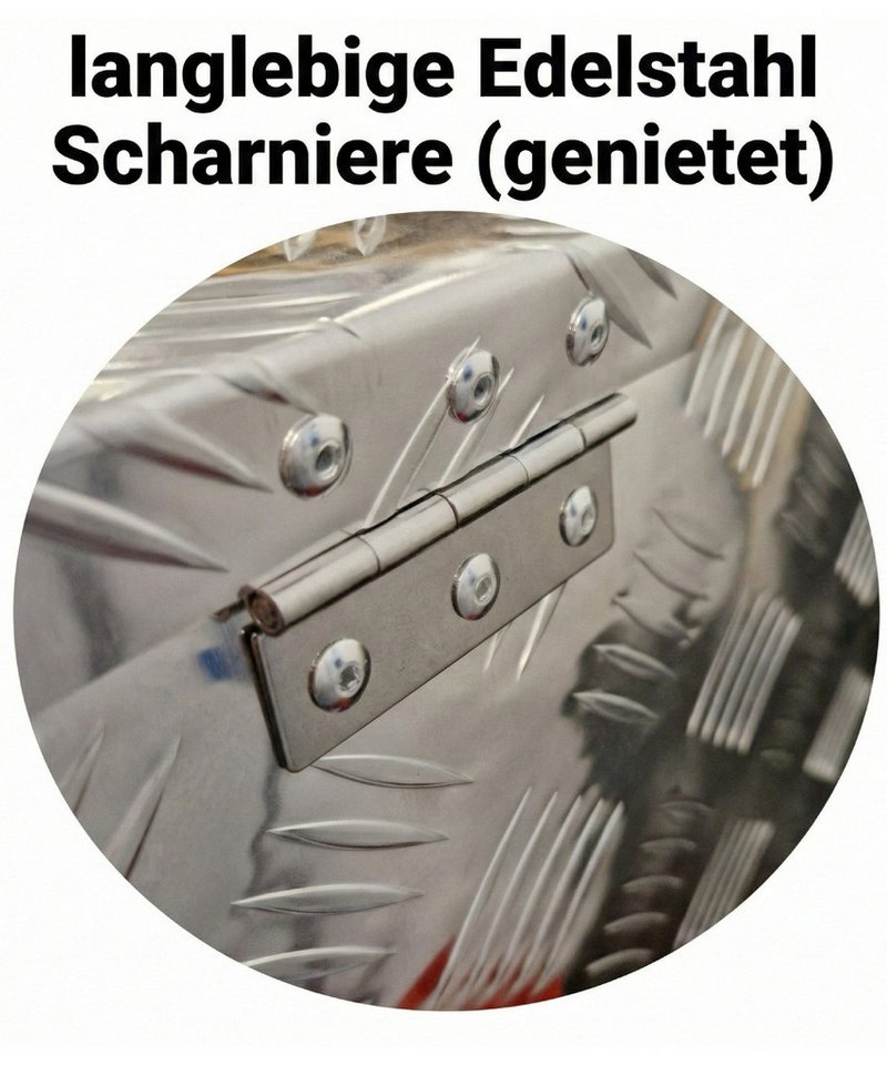 Systafex® Anhänger-Deichselbox Alu Riffelblech Deichselbox 78cm flach abschließbar mit Schloss, abgerundete Kanten Bild 2