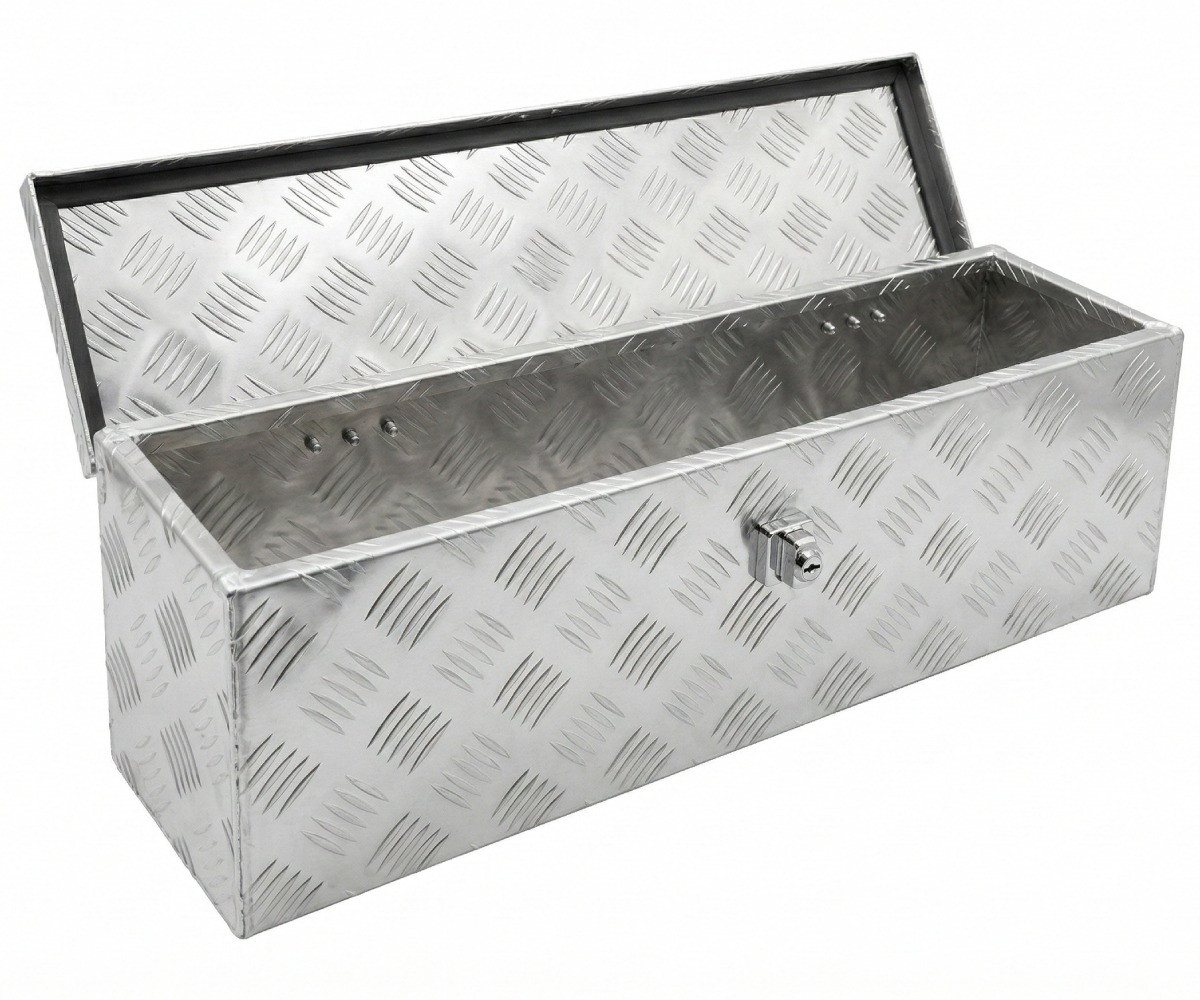 Systafex® Anhänger-Deichselbox Alu Riffelblech Deichselbox 78cm flach abschließbar mit Schloss, abgerundete Kanten Bild 5