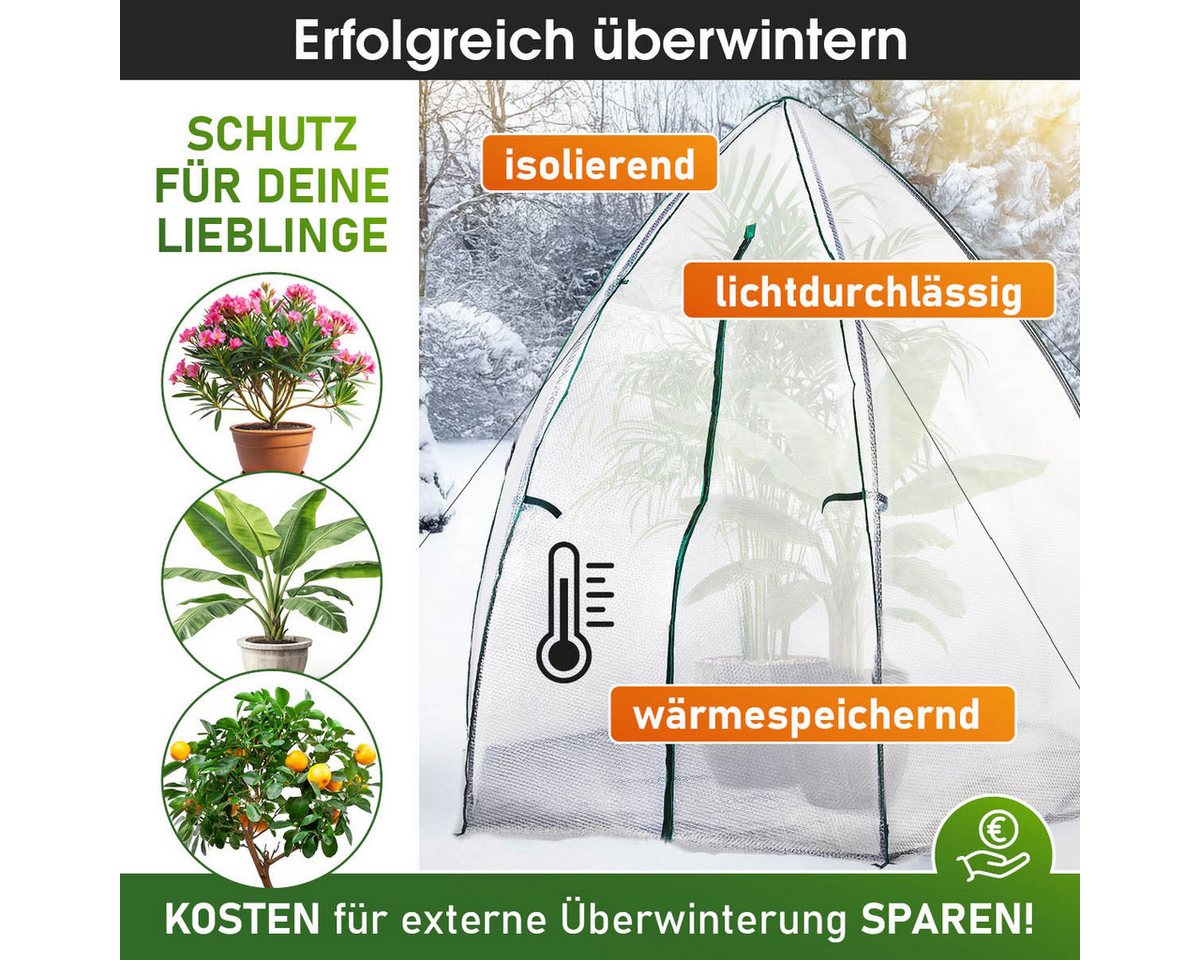 BRAST Foliengewächshaus Überwinterungszelt Mini Gewächshaus, BxLxH: 160 x 160 x 180 cm, inkl. Reißverschluss, Schnellaufbau, Winterschutz für Pflanzen Bild 5