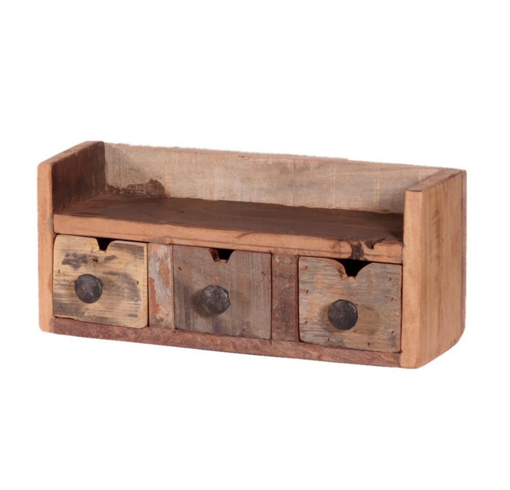 LebensWohnArt Regal Altholz-Regal DARA 35cm 3 Schubladen Unikat Recyceltes Holz Bild 2