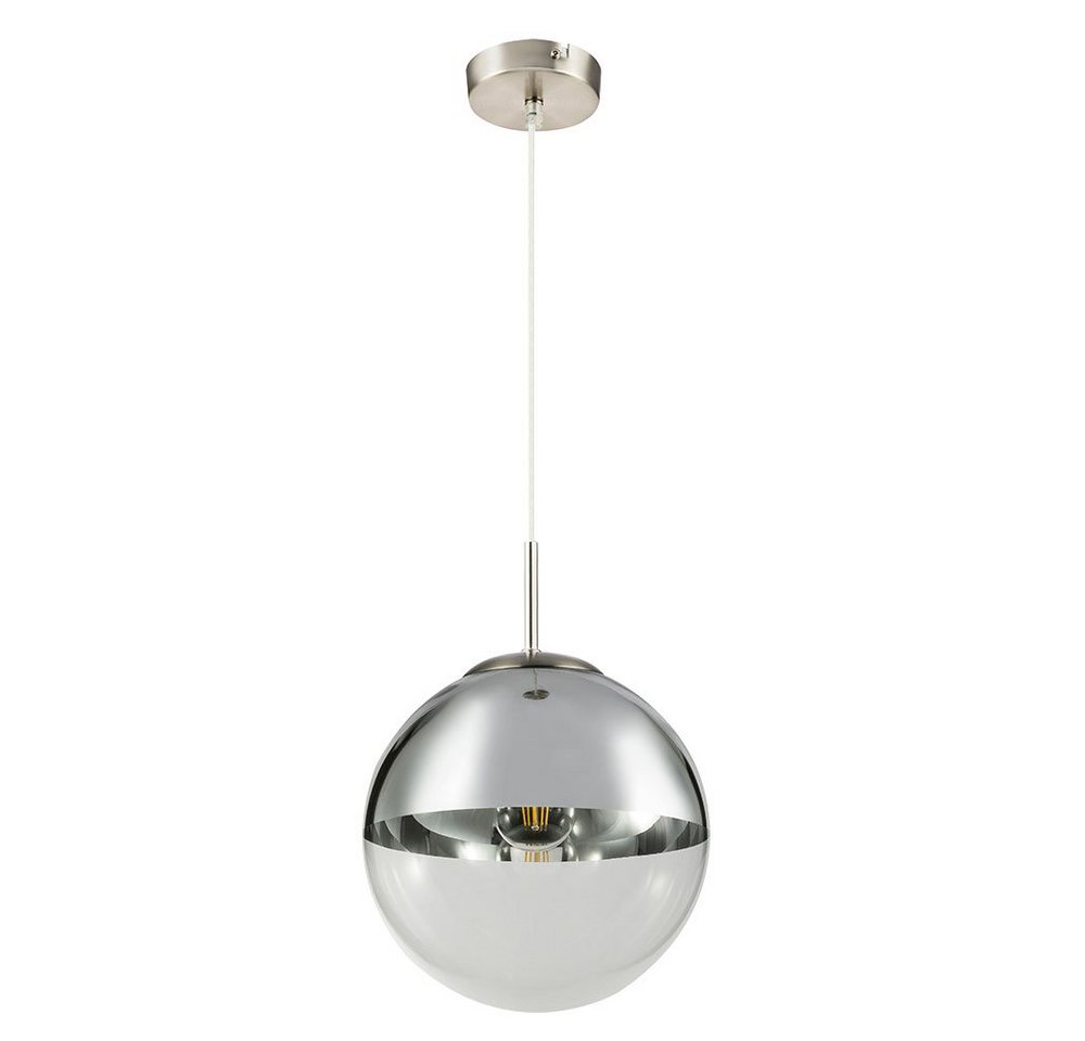 GLOBO LIGHTING Hängeleuchte, Leuchtmittel inklusive, Decken Pendel Leuchte Wohn Zimmer Glas Kugel Hänge Lampe chrom klar im