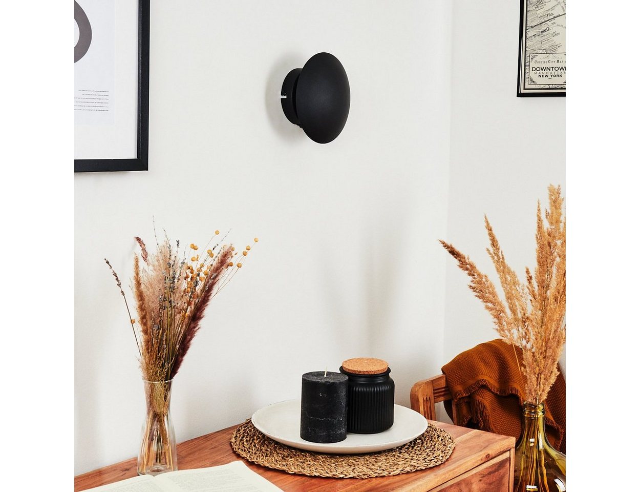 hofstein Wandleuchte »Godo« Wandlampe aus Metall in Schwarz mit Lichtspiel an der Wand, ohne Leuchtmittel, mit An-/Ausschalter, Innenwandmit Strahlen-Effekt, G9 Bild 2