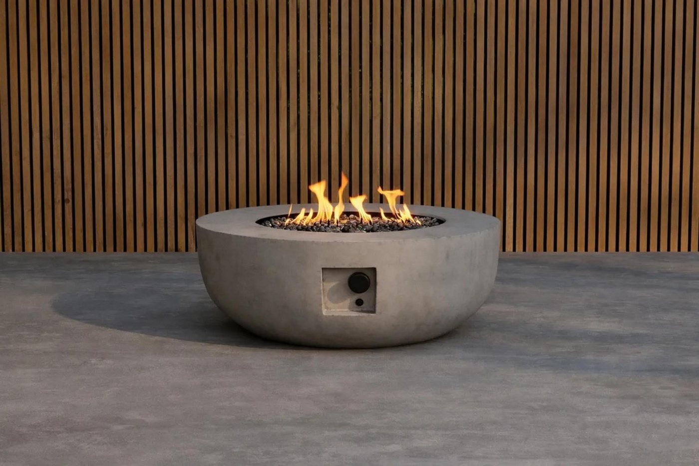 Venture Design Feuerkorb Feuerkorb Kea 91 in grau, Stilvolle Gas-Feuerstelle aus Faserzement