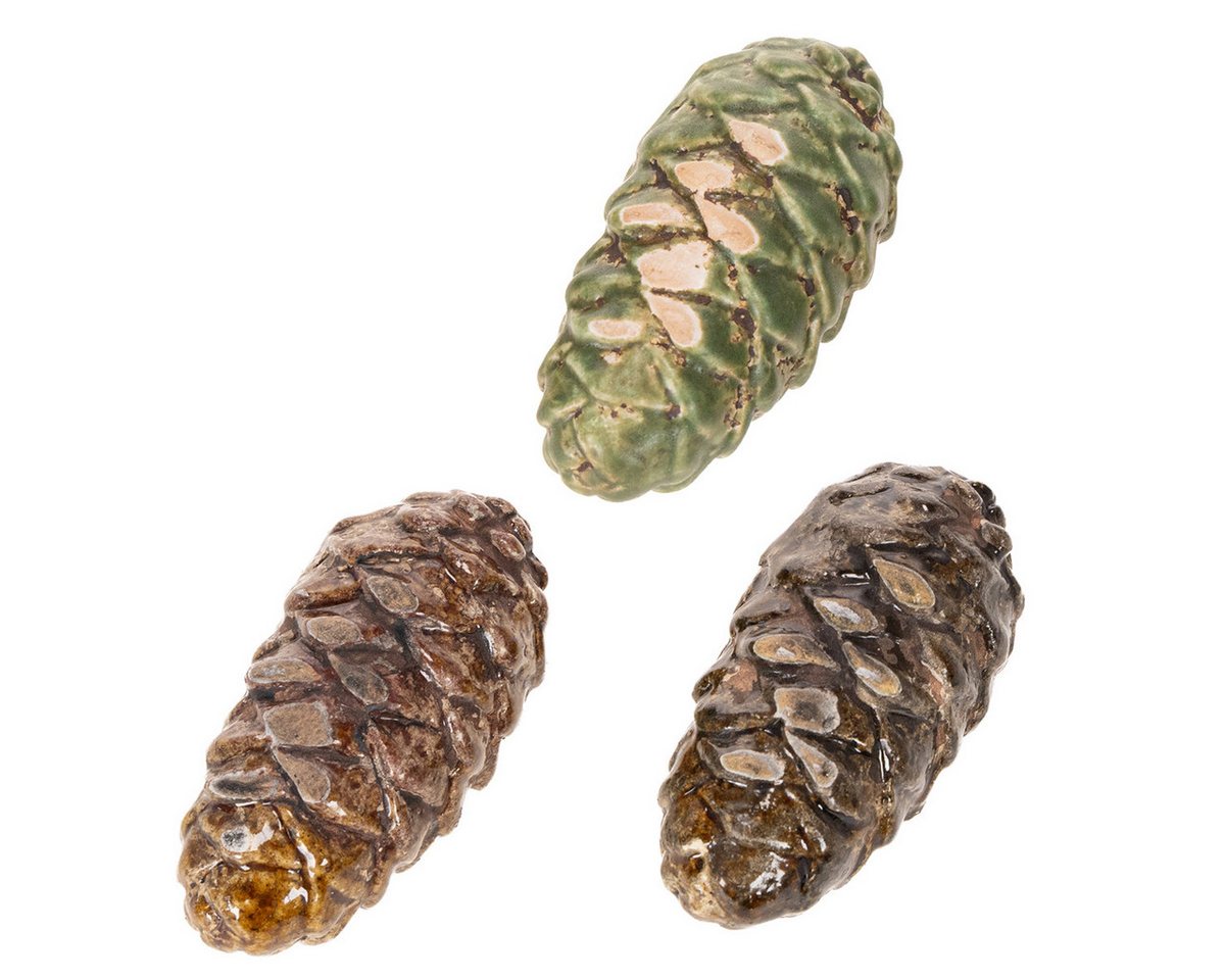 Florists Products Streudeko Deko Zapfen Keramik Herbst Tischdeko Grün Gelb Braun Set 6, 6 Stück Bild 3