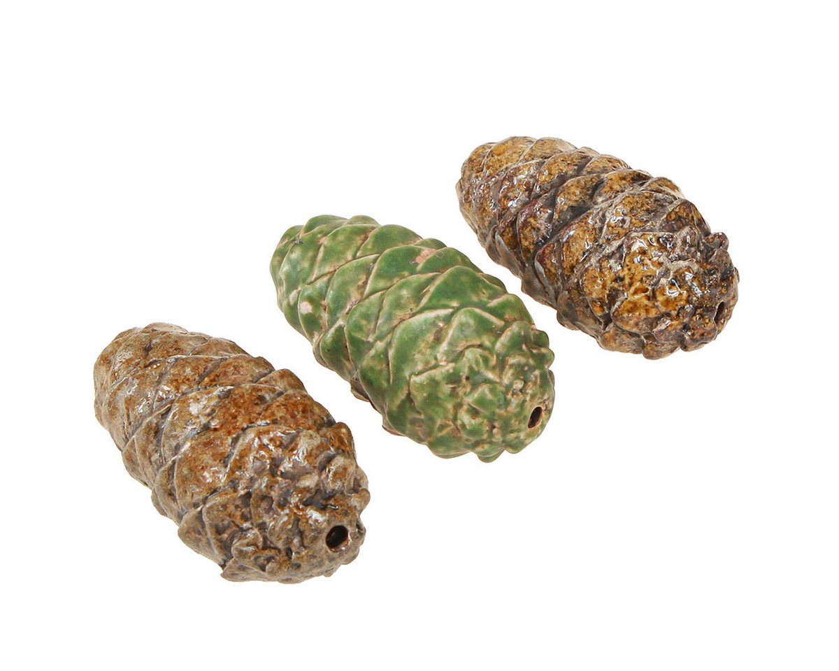 Florists Products Streudeko Deko Zapfen Keramik Herbst Tischdeko Grün Gelb Braun Set 6, 6 Stück Bild 5