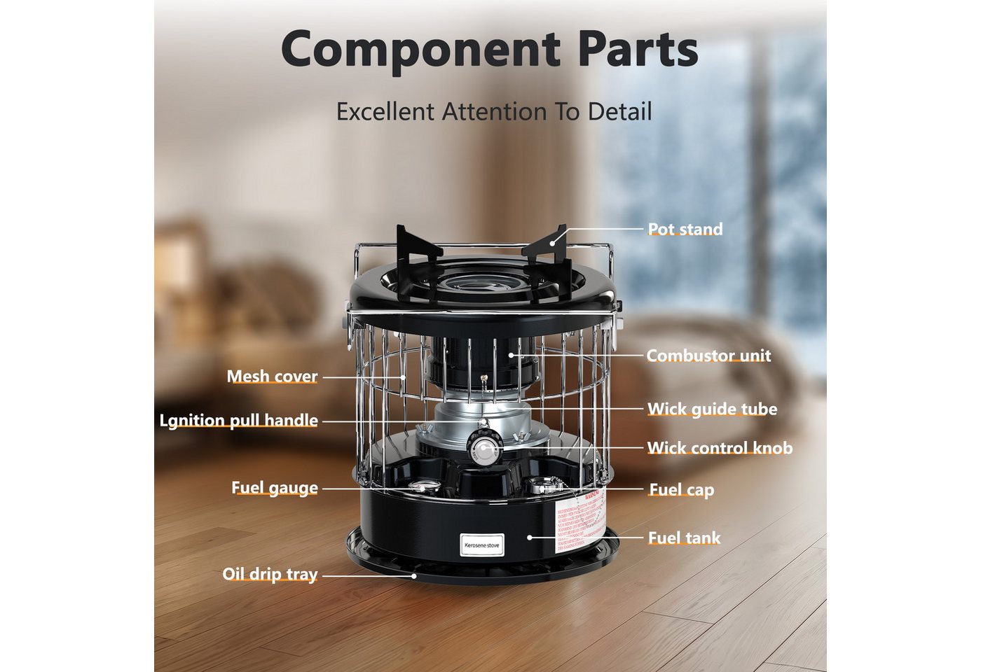 Rhein Beleuchtung Petroleumheizung Petroleumofen 5L 2600W Heizofen Grill BBQ in Schwarz, 2600 W, Outdoor Grill zum Heizen, Kochen & Wasserkochen bis 20 m² Bild 2
