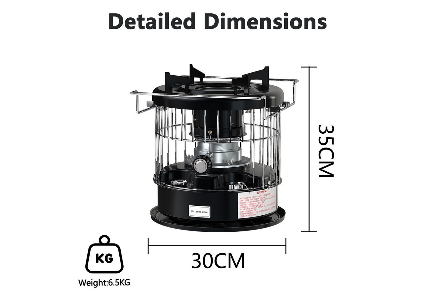 Rhein Beleuchtung Petroleumheizung Petroleumofen 5L 2600W Heizofen Grill BBQ in Schwarz, 2600 W, Outdoor Grill zum Heizen, Kochen & Wasserkochen bis 20 m² Bild 4