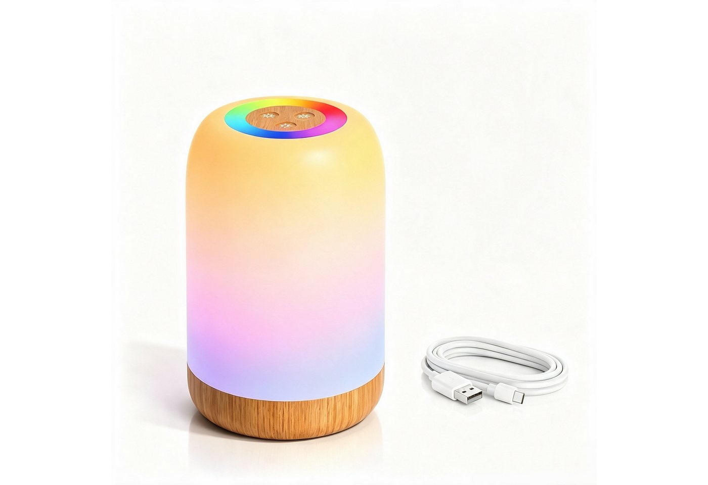 Fyrove LED Nachtlicht Ambientelicht RGB Touch Nachtlampe, Stimmungslicht Kinderzimmer, Dimmbar LED Tischlampe, USB-C Aufladbar Tragbares Nachtlicht, Geschenk für Geburtstag & Weihnachten Bild 5